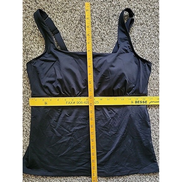 Swim Top Black 14 DDD Square Neck Underwire Solid Women's LG Lands' End S68 - Picture 3 of 6